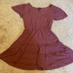 Cute Short Sleeve Purple Dress